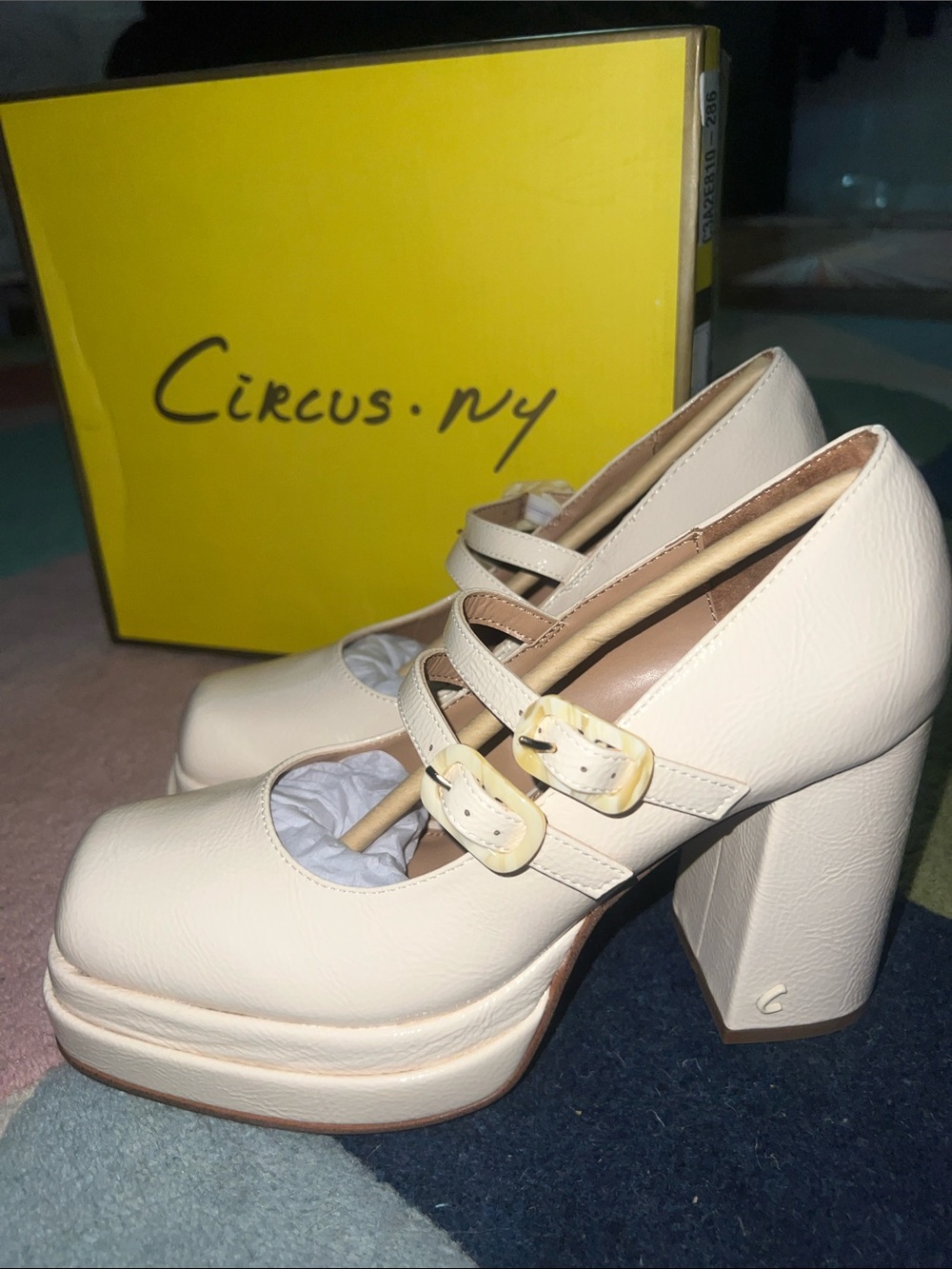 Circus by Sam Edelman Ivory Double-Strap Platform Mary Janes
